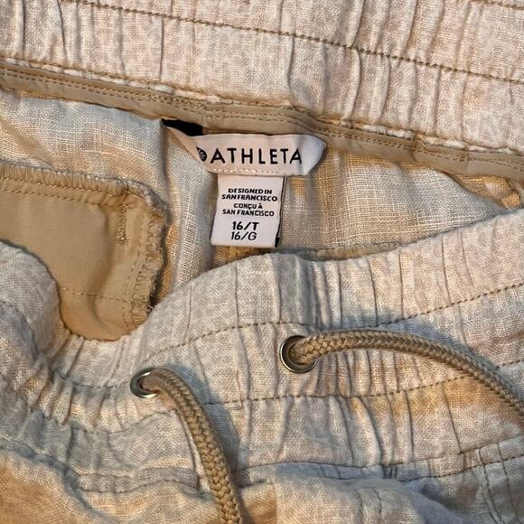 Athleta Cabo Linen Jogger Cream Micro Cheetah - Size 16 Tall - Picture 3 of 7
